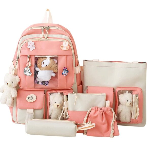 Stylish Pink Kawaii Backpack Set - 5 Bags for School, Travel & Casual Life - Picture 7 of 7